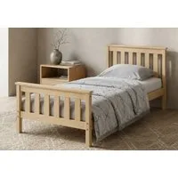 Home Collective Holzbett Einzelbett Doppelbett Bettgestell mit Lattenrost & Kopfteil Kiefer (Größe: 90×200, 120×200, 140×200, 160×200), Massivholzbett mit Lattenrost & Kopfteil Natur