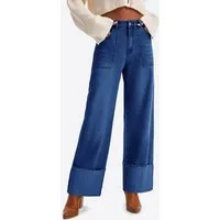 Imily Bela Regular-fit-Jeans Damen Jeans locker geschnittene gerade (Packung, 1-tlg., 1per-Pack) krempelbar