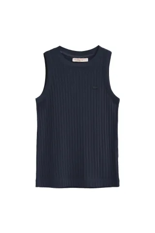 Ärmelloses T-Shirt marineblau aus Rippstoff mit Polo Club Logo