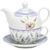 Wurm Teekanne Teekannen-Set mit Tasse Teller Porzellan Lavendel Design Teatime 3tlg