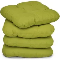 Beautissu Stuhlkissen 4er Set Sitzkissen Lisa Hellgrün, 40x40x8cm, Indoor & Outdoor Kissen mit 8cm Schaumstoff Füllung, widerstandsfähig