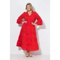 MIAMODA Midikleid Maxikleid A-Linie Boho-Style 3/4-Ärmel