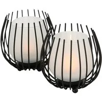 BOLTZE GRUPPE GmbH Windlicht Windlicht Laval Eisen Glas Schwarz H 12cm 2 teilig