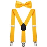 DonDon Hosenträger DonDon Jungen Hosenträger Fliegen Set für Kinder (2er Set, 2-St) 2er Set, schmaler Hosenträger Y-Form, farblich passende Fliege