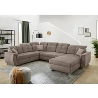 Jockenhöfer Gruppe Wohnlandschaft Livorno U-Form, B: 354 cm, mit Bettfunktion, Bettkasten, Kopfteilverstellung & Zierkissen