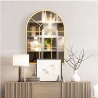 HOMCOM Wandspiegel Flurspiegel mit Metallrahmen (Flurspiegel, 1-St., Fensterspiegel), für Wohnzimmer, Esszimmer, Schlafzimmer, Gold