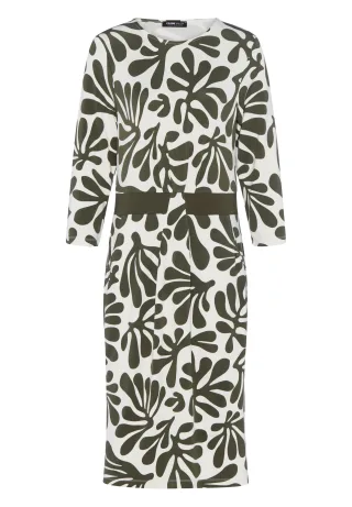 FRANK WALDER - Kleid SUNKISSED JUNGLE mit Taillenband ecru/khaki - Gr. - 40