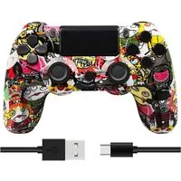 KINSI Wireless Gamepad, Controller, Bluetooth, für PS4 PlayStation 4-Controller (Doppelte Vibration, wiederaufladbare Batterie)