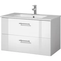 welltime Waschtisch Trento Badezimmerschrank mit Becken, Badmöbel in Breite 80 cm, Waschplatz mit 2 Schubladen, Badschrank