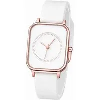 Taffstyle Quarzuhr Damenuhr Rechteckige Armbanduhr Quarzuhr Silikonarmband Elegant, (Minimalistisches Zifferblatt mit weichem Armband für Alltag und Büro)