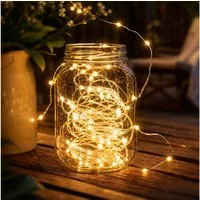 Salcar LED Solarleuchte 10m Solar-Lichterketten LED-Lichterkette Außenbeleuchtung, Warmweiß, 10m x 2