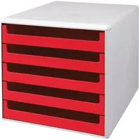 Metzger & Mendle Schubladenbox, mit lichtgrauer Hülle, 5 Schubladen, halboffen, stapelbar