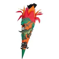 Roth Schultüte Bastelset Tyrannosaurus, 68 cm, eckig, mit Kreppverschluss, Dinosaurier, Orange / Grün
