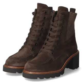 Paul Green Schnürstiefeletten - Gr. 41 - Braun - Leder & Textil