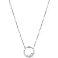 Suzan Gold Kette mit Anhänger Circle Crystal Halskette 925 Sterling Silber – Elegante Silberkette