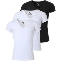 Young & Rich T-Shirt Herren Uni Basic 1315 extra tiefer Ausschnitt 3er Pack (3er-Pack, 3-tlg., 3er-Pack) V-Ausschnitt unifarben kurzarm slim fit