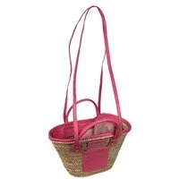 NATUREHOME Handtasche Palmblatt Tasche mit rosa Leder