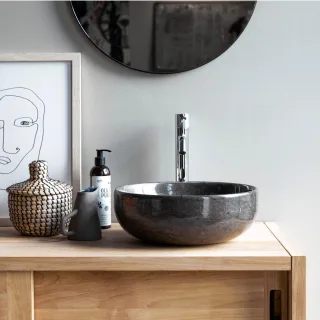 Rundes Marmorwaschbecken Pia Dark Grey