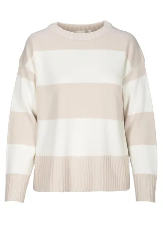 THE FASHION PEOPLE - Striped roundneck Sweater stone stripe - Gr. - XS