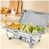 wohnTRAUM24 Speisenwärmer 11L Edelstahl Warmhaltebehälter Speisenwärmer Chafing Dish Behälter, (Buffetwärmer-Set, Komplettset), Klappbar, Edelstahl, einfache Reinigung, für Buffet/Catering