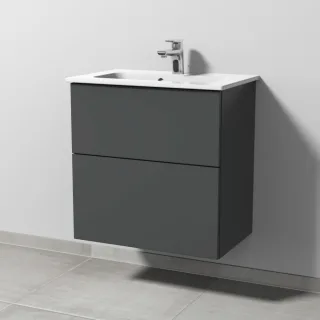 Sanipa 3way Waschtischunterbau zu Duravit ME by Starck Waschtisch mit 2 Auszügen, Anthrazit-Matt SM72222