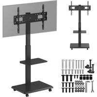 Ergo Office TV-Ständer ER-304 B 37-75'' 50kg RTV-Regal, (bis 75 Zoll, Tragfähigkeit 50kg / 5kg Ablagefläche, max. VESA 600x400)