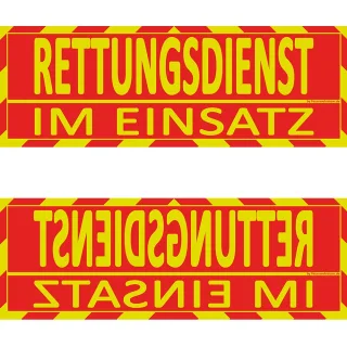 Einsatz Wendeschild WSB2 für die Sonnenblende "Rettungsdienst im Einsatz"  "Rettungsdienst im Einsatz"