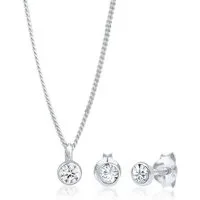Elli Schmuckset Basic Solitär 925 Sterling Silber, mit Kristallen von Swarovski®