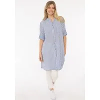 Zwillingsherz Longbluse "Kida" One Size, Streifen, Knopfleiste, Brusttaschen, 3/4-Arm