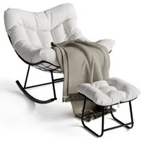 GarveeMore Schaukelsessel Grand Patio Outdoor Schaukelstuhl mit Fußhockel Modern Lounge Chair