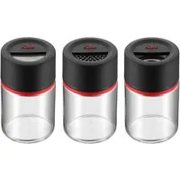 Silit Salzstreuer Silit Storio Gewürzstreuer-Set 3-teilig Gewürzglas Glas Kunststoff