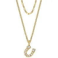 Fossil Kette mit Anhänger Schmuck Geschenk Edelstahl SUTTON, mit Glasstein