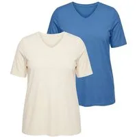 Ulla Popken T-Shirt T-Shirts 2er-Pack V-Ausschnitt Halbarm (2-tlg)