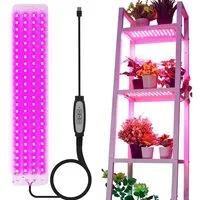 MUPOO Pflanzenlampe Vollspektrum/Sonnenlicht/Pink-Violette LED-Wachstumslicht, USB, Timer, Pink-violette Modell, 1 Panel, LED fest integriert, Dünnes Pflanzenlampe, 96LEDs Dimmbare
