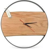 holz4home® Wanduhr Uhr aus Eichenholz mit Stahlrahmen Ø43 cm (Massivholz)