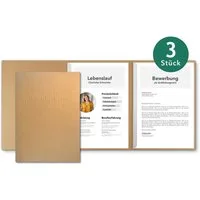 STRATAG Bewerbungsmappe in feinster Lederstruktur - 3 Stück 3-teilig mit 2 Klemmschienen (Set, 3-St., mit hochwertiger Relief-Prägung BEWERBUNG), direkt vom Hersteller STRATAG - handgefertigt in Deutschland