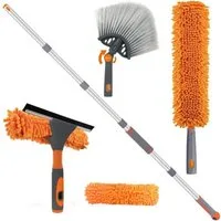 LuxusKollektion Reinigungs-Set Fensterabzieher Teleskopstange Mikrofaser Staubwedel