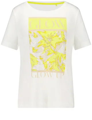 GERRY WEBER Collection - T-Shirt mit Wording-Frontprint beige/weiß - Gr. - 38