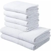 OTTO home Handtuch Set Juna, 6-tlg., 2 Duschtücher (70x140) 4 Handtücher (50x100), Walkfrottee (6-St), 100% Baumwolle, Handtuch-Set mit Bordüre, Uni-Farben, weich