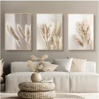Trayosin Poster 3er Premium Poster Set Natur Leinwandbilder Boho Pampasgras Bilder