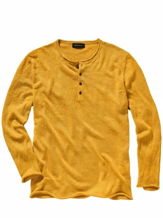 Mey & Edlich Herren Gehaltvolles Leinenhenley Gelb 100 % Leinen