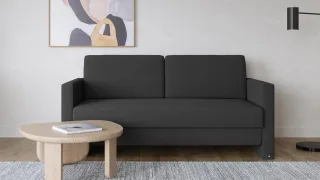 BRUNO Schlafsofa 140cm in Anthrazit | Schmal | stabiles Massivholz & Boxspringkomfort