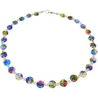 traumschmuck Kette ohne Anhänger 202j Halskette Millefiori Glas flach mehrfarbig (Valentinstag, Muttertag, Geburtstag, Weihnachten, incl. Schmuckbox), handgefertigt, Made in Germany