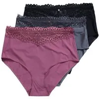 Ulla Popken Slip TruYou Maxislips 3er-Pack Spitzen-Bündchen