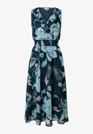 MORE & MORE - Chiffonkleid mit Flowerprint blau - Gr. - 46