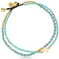 Made by Nami Fußketten Set Surfer Fußkettchen mit Perlen Damen & Mädchen Boho Fußkette Türkis, Hippie Fußkettchen Festival Schmuck