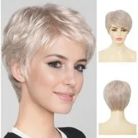 LuxusKollektion Kunsthaarperücke Perücke Damen Pixie Cut Seitenteil shaggy synthetische Faser HellBlond