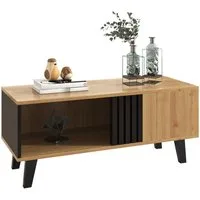 Merax Couchtisch Patchwork aus Holz, Wohnzimmertisch mit großem Stauraum, Beistelltisch Landhausstil