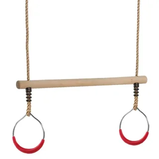 Holz Trapez mit Metallringen - Schaukelringe Set für Garten Spielturm - Witterungsbeständig - Ø4 cm L58 cm - Belastbar bis 70kg - Wickey