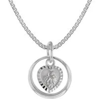 trendor Kette mit Anhänger Taufkette 925 Silber Taufring mit Engelherz